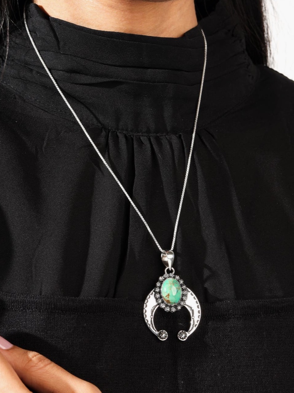 YS Gems Sterling Silver Turquoise Pendant